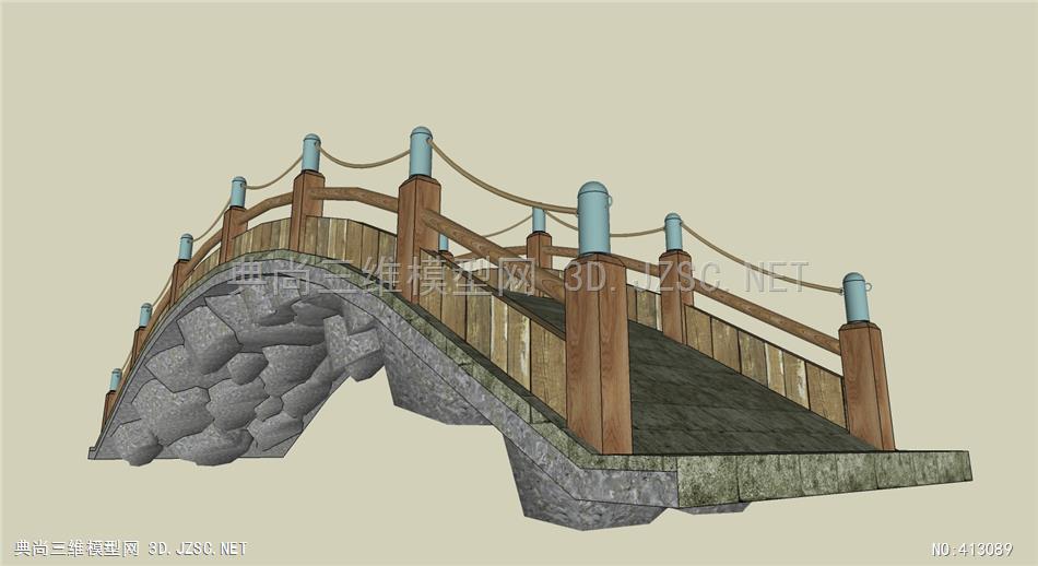 3-中式桥梁SU模型木拱桥.JPG