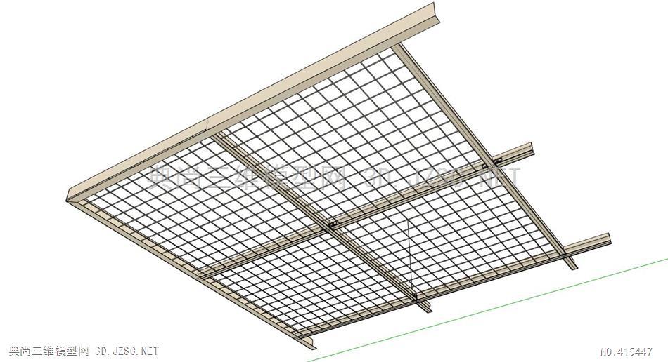 铁丝网吊顶工业风吊顶裸顶天花构件011su模型