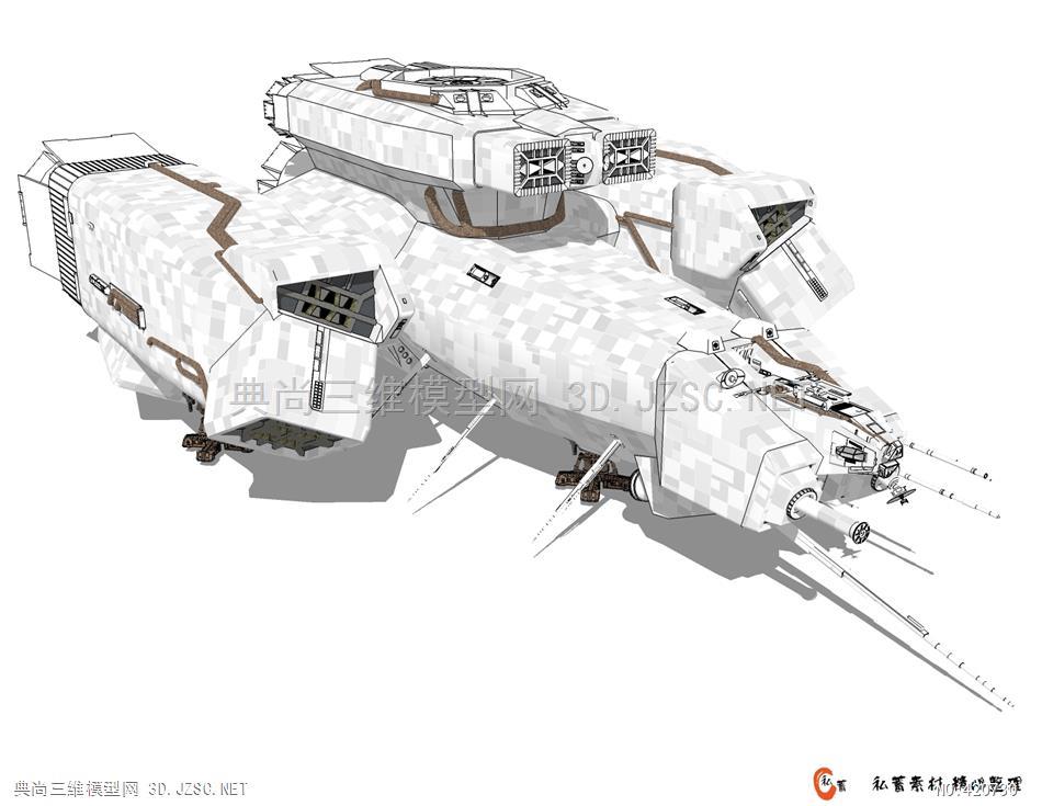 宇宙飞船-科幻战舰 (389)su模型 飞船su模型