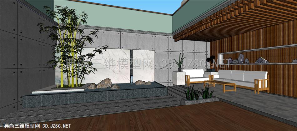 日式庭院 中式庭院 庭院模型 精细化模型