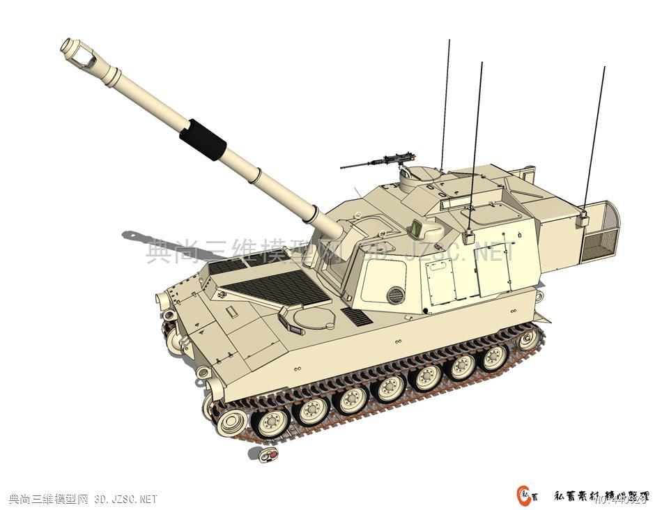 美国m109-155毫米自行火炮002su模型 装甲车辆su模型