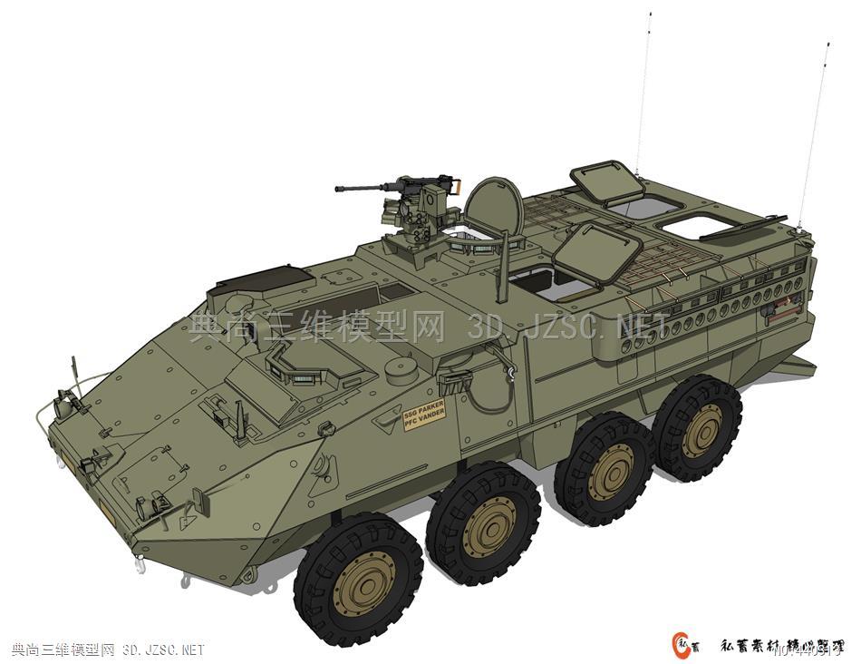 美国斯特赖克轮式装甲车001su模型 装甲车辆su模型