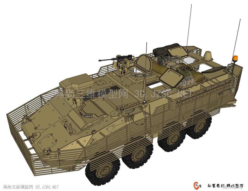 美国斯特赖克轮式装甲车003su模型 装甲车辆su模型