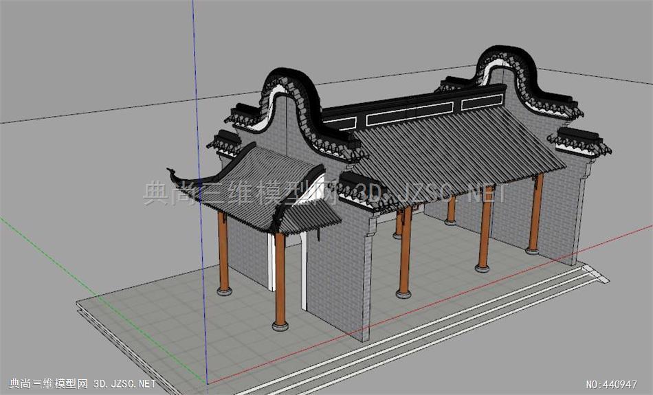 岭南风格古建筑 锅耳墙古建 原创模型su模型