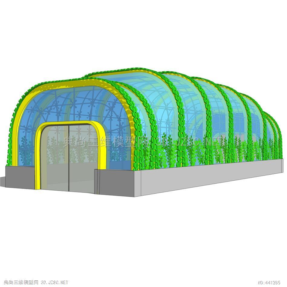 景观小品模型sketchup模型大棚温室阳光房农业观光种植棚