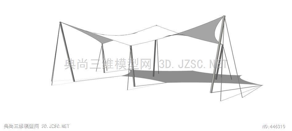 张拉膜,景观廊架(75)su模型 张拉膜亭su模型