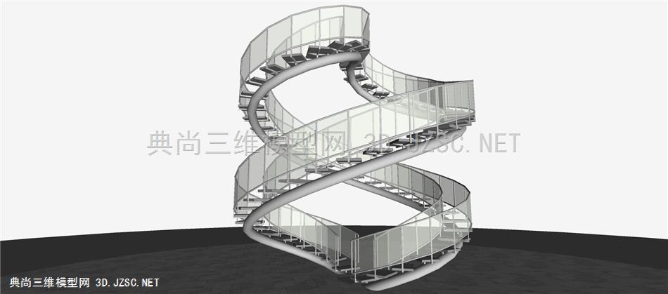 旋转玻璃楼梯模型