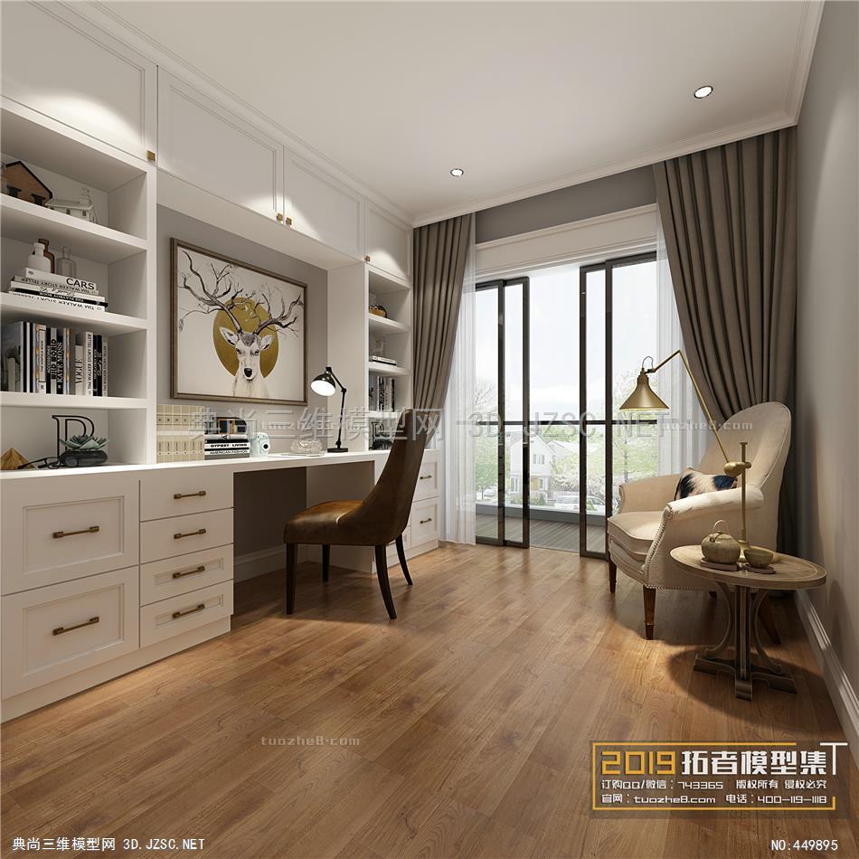 3dmax室内设计建模,3dmax室内设计 设计工装家装 别墅装修室内模型 书房模型 书房模型037 室内3dmax