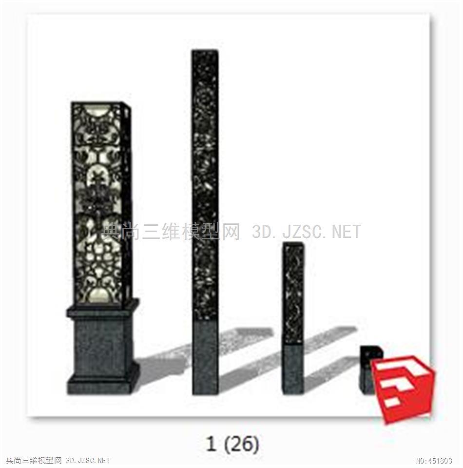 中式灯柱su 中式景观灯 现代景观灯 庭院灯 新亚洲景观灯 新亚洲灯柱