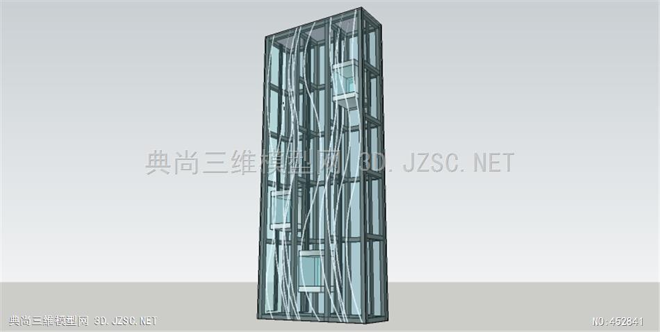 商场玻璃垂直电梯升降梯扶梯05su模型 楼梯su模型