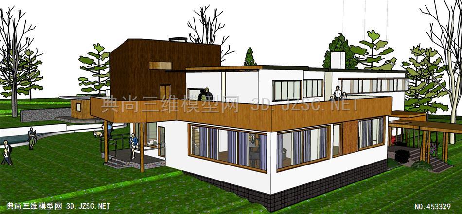 现代住宅设计1su模型 独立别墅su模型