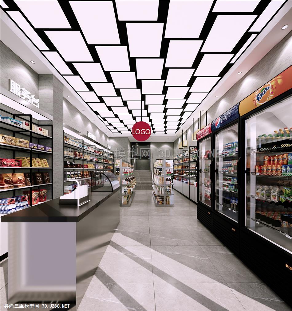 原创超市和网吧su模型效果图