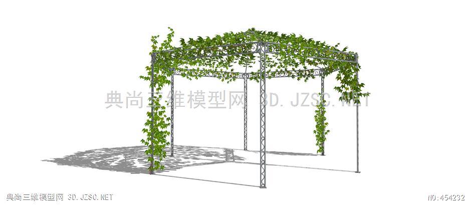 廊架su模型藤蔓休闲廊架