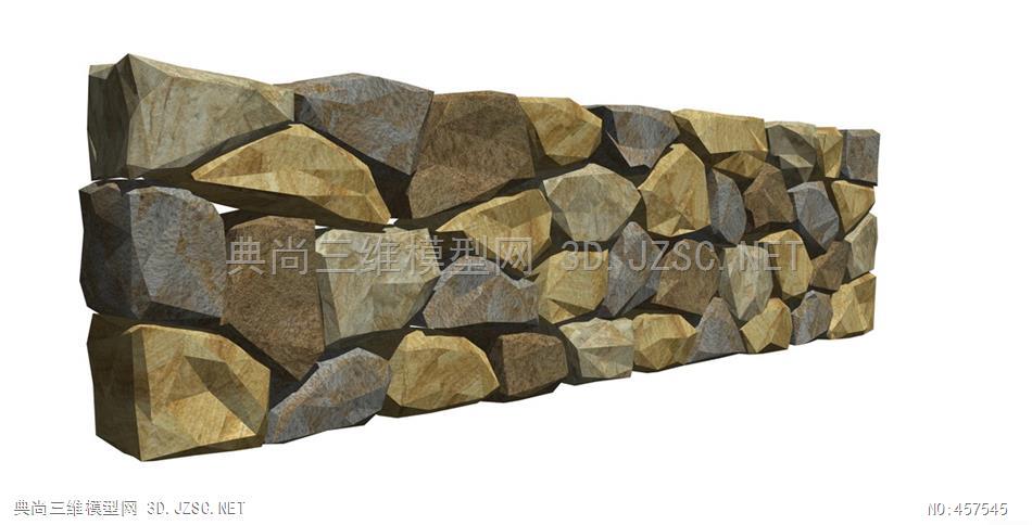景观石头毛石文化石景观墙高清材质模型su模型