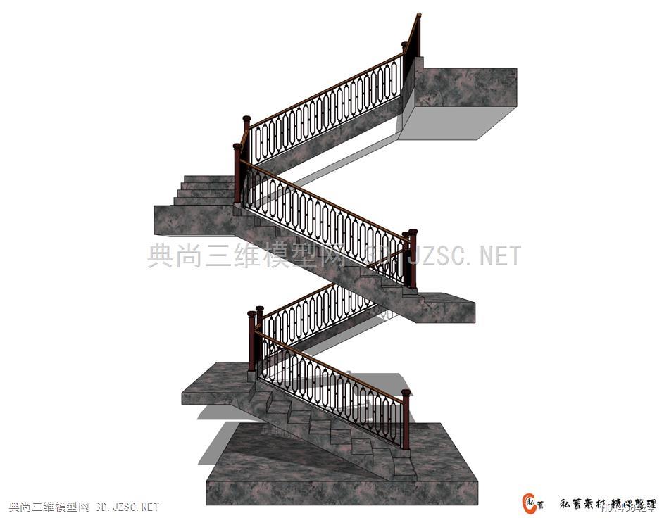 su楼梯-双跑平行楼梯 (38)su模型 室内小品su模型