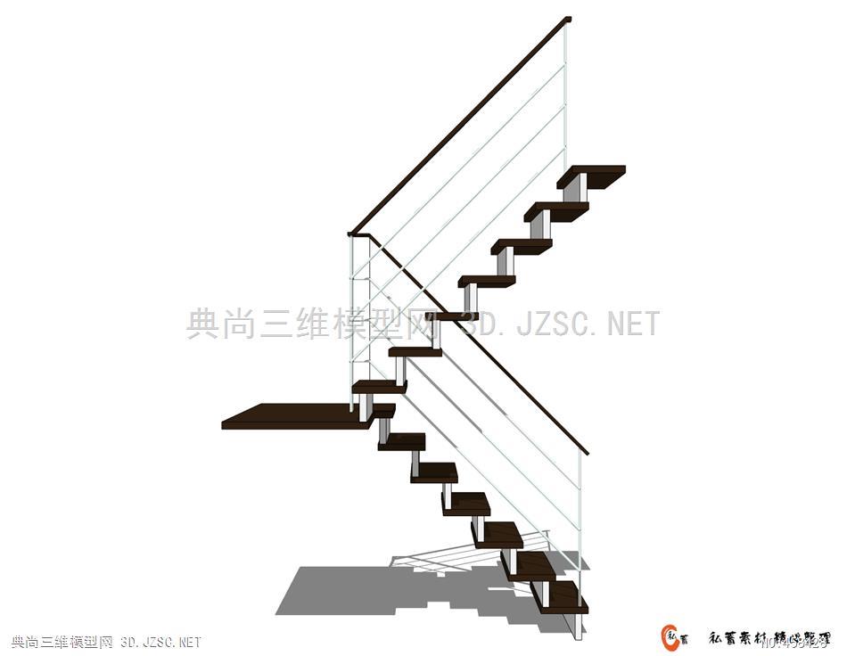 su楼梯-双跑平行楼梯 (34)su模型 室内小品su模型