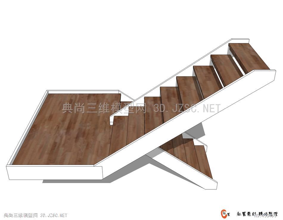 su楼梯-双跑平行楼梯 (12)su模型 室内小品su模型