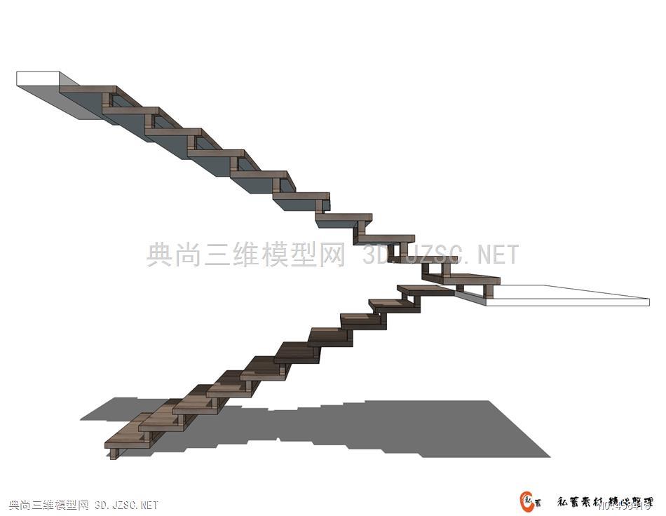 su楼梯-双跑平行楼梯 (46)su模型 室内小品su模型