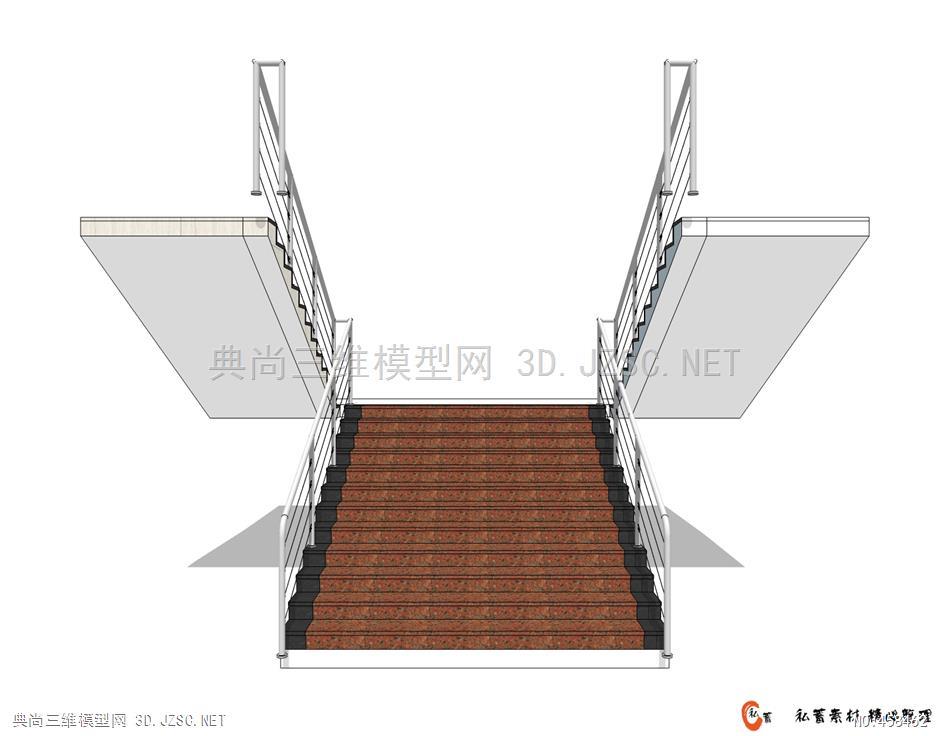su楼梯-双分式平行楼梯 (5)su模型 室内小品su模型