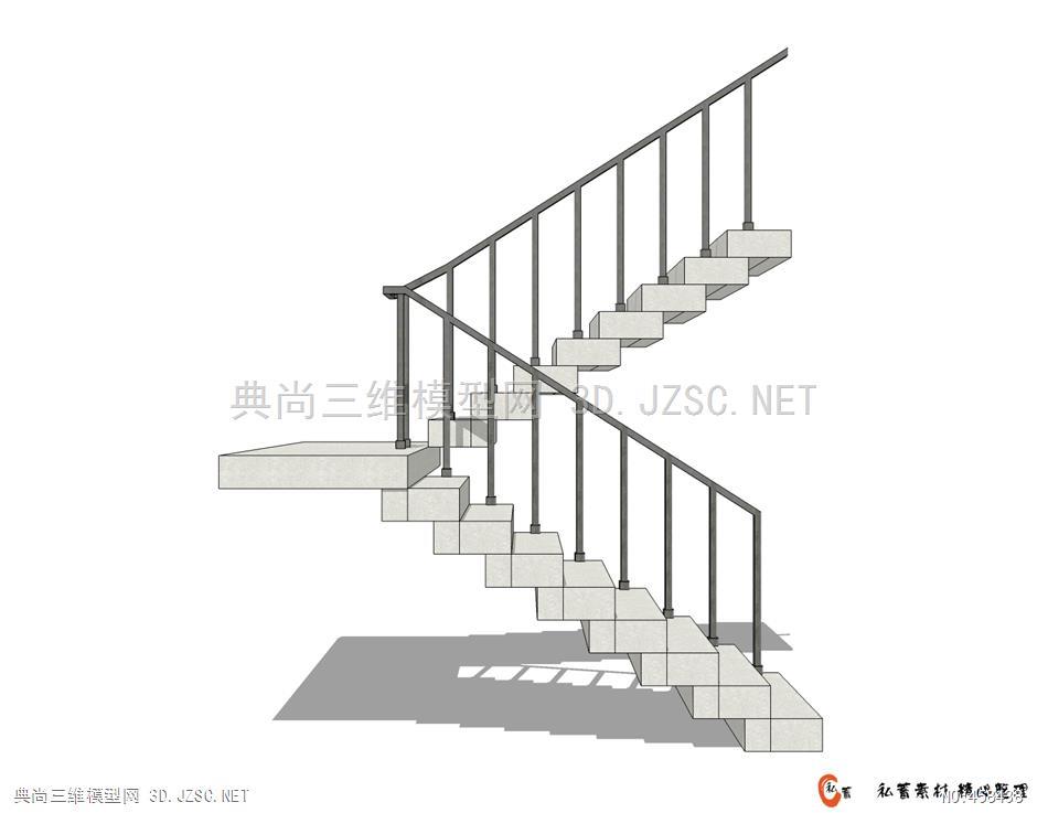 su楼梯-双跑平行楼梯 (24)su模型 室内小品su模型