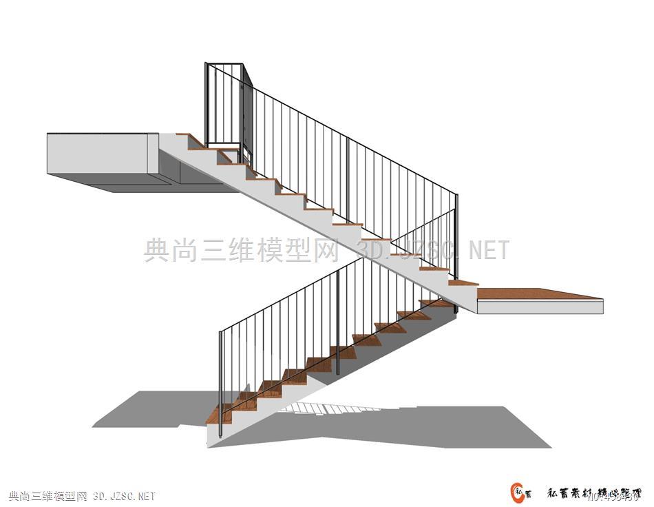 su楼梯-双跑平行楼梯 (32)su模型 室内小品su模型