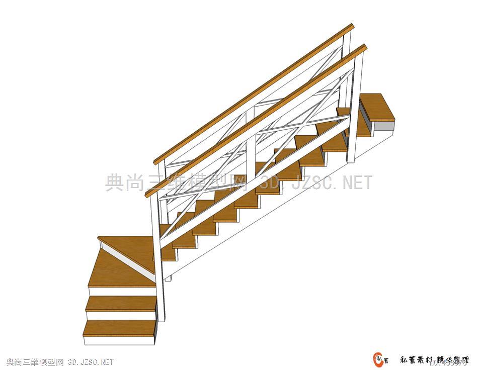 su楼梯-双跑折梯 (30)su模型 室内小品su模型