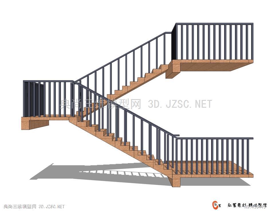 su楼梯-双跑平行楼梯 (17)su模型 室内小品su模型