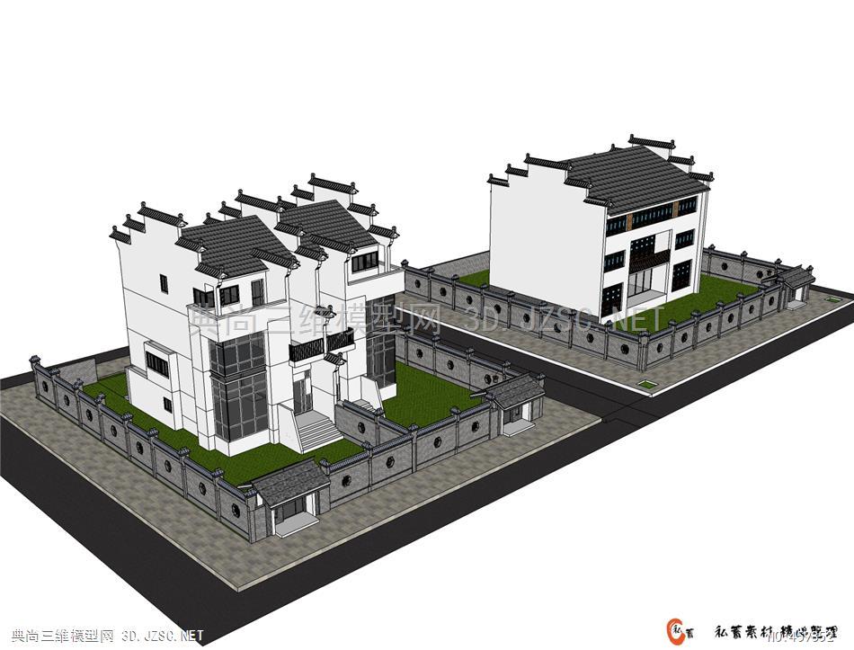 su徽派建筑-中式建筑 (32)su模型 su建筑三维模型su