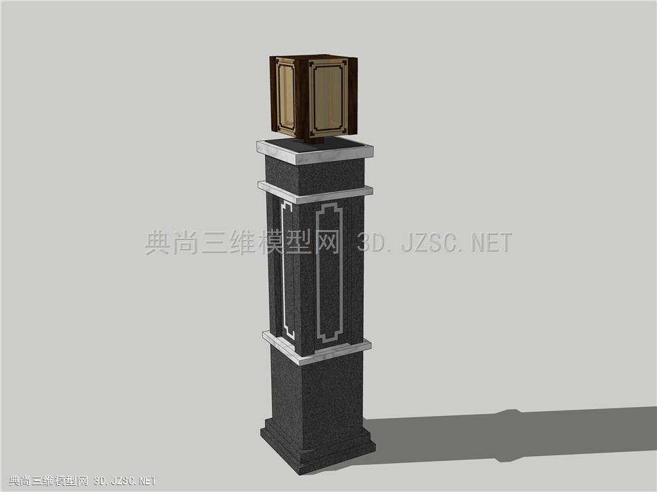 新中式围墙柱SU模型