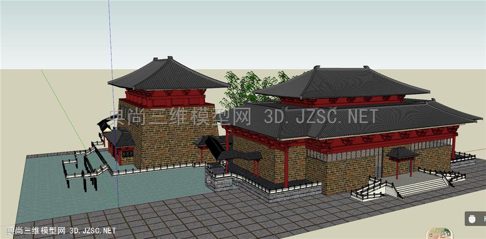 唐朝阁楼古建筑模型