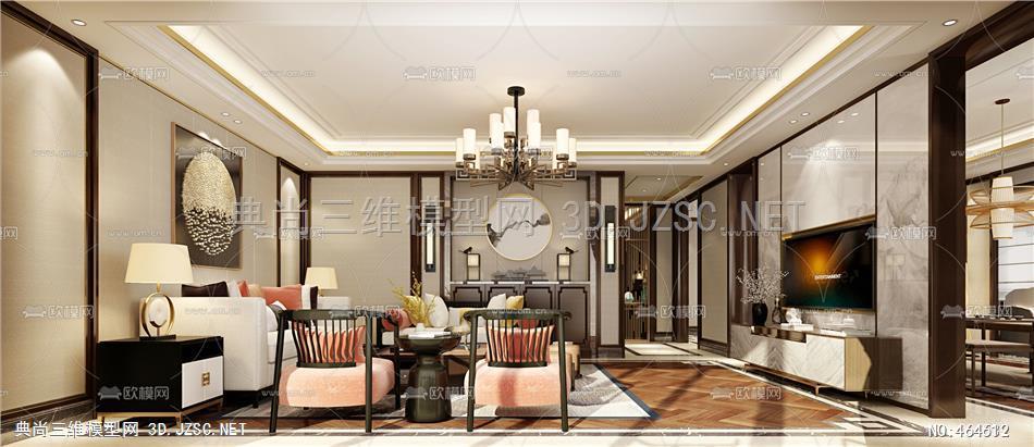 室内设计工装家装 家装设计模型 客厅中式风格  客厅中式风格3dmax