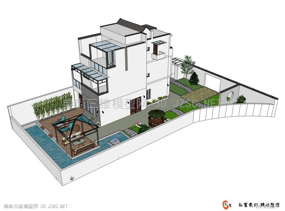 su泳池别墅 (9)su模型 独立别墅su模型