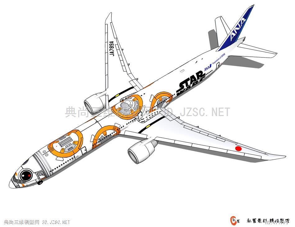 飞机su模型日本全日空航空波音777