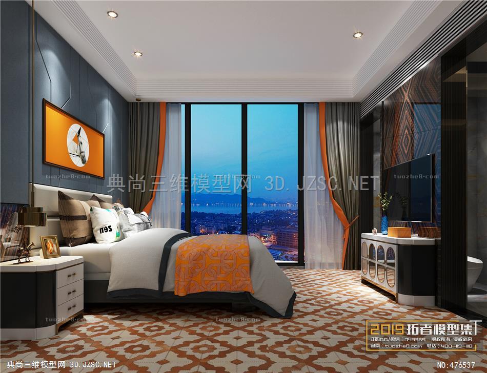 卧室空间现代风格090 室内3dmax模型 效果图模型