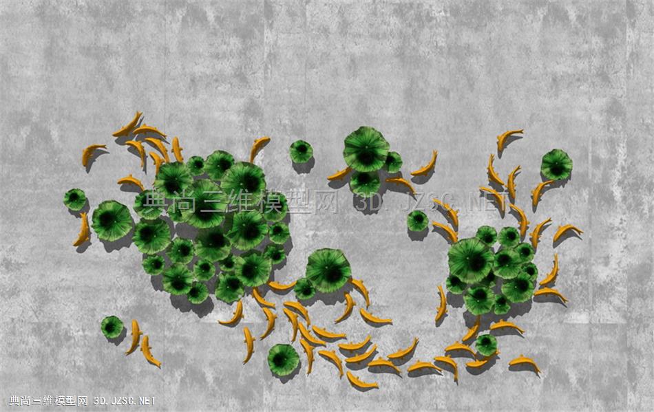 中式金属小鱼鱼群荷叶墙饰挂饰挂件