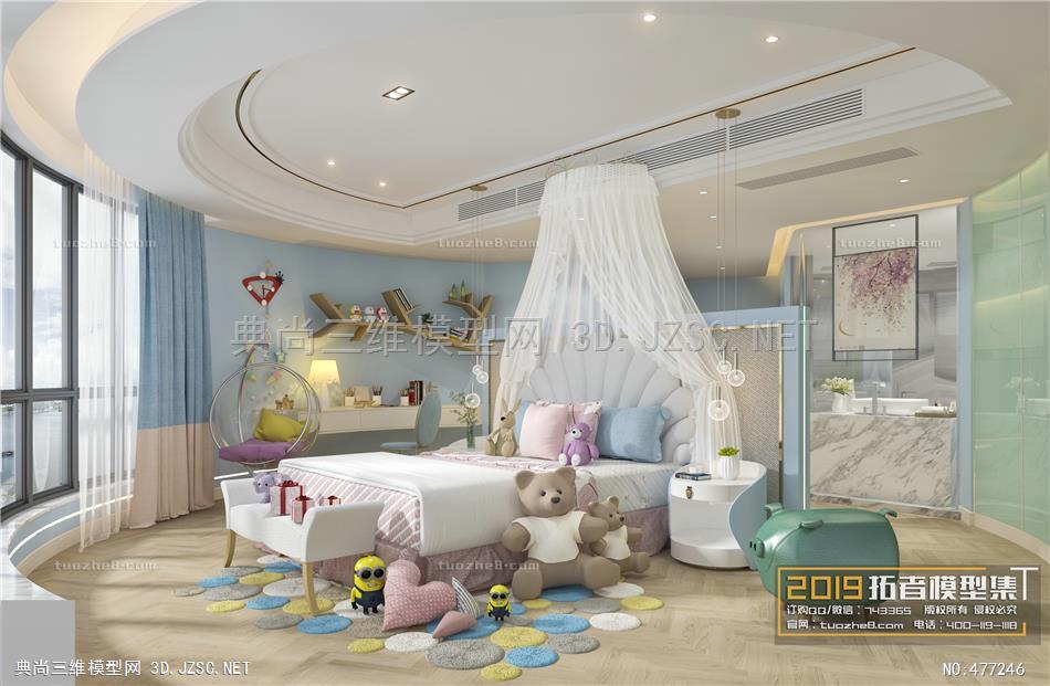 卧室空间儿童房001 室内3dmax模型 效果图模型