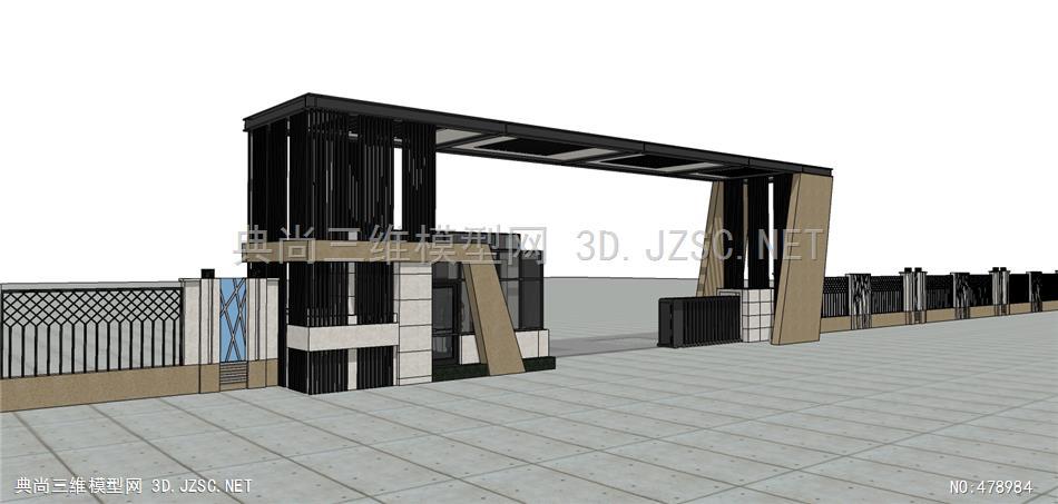 现代产业园大门su模型