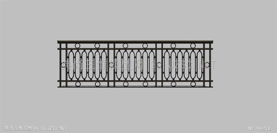 铁艺雕花护栏围栏杆 (13)su模型