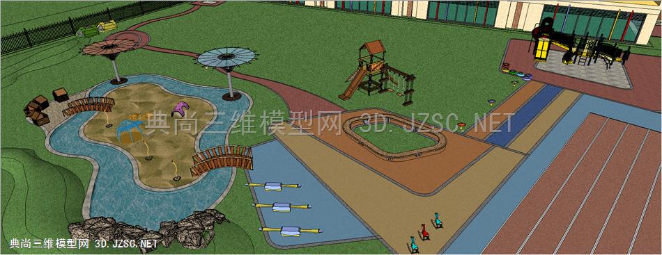 小桥流水-儿童沙坑-创意乐园-某市幼儿园景观设计方案