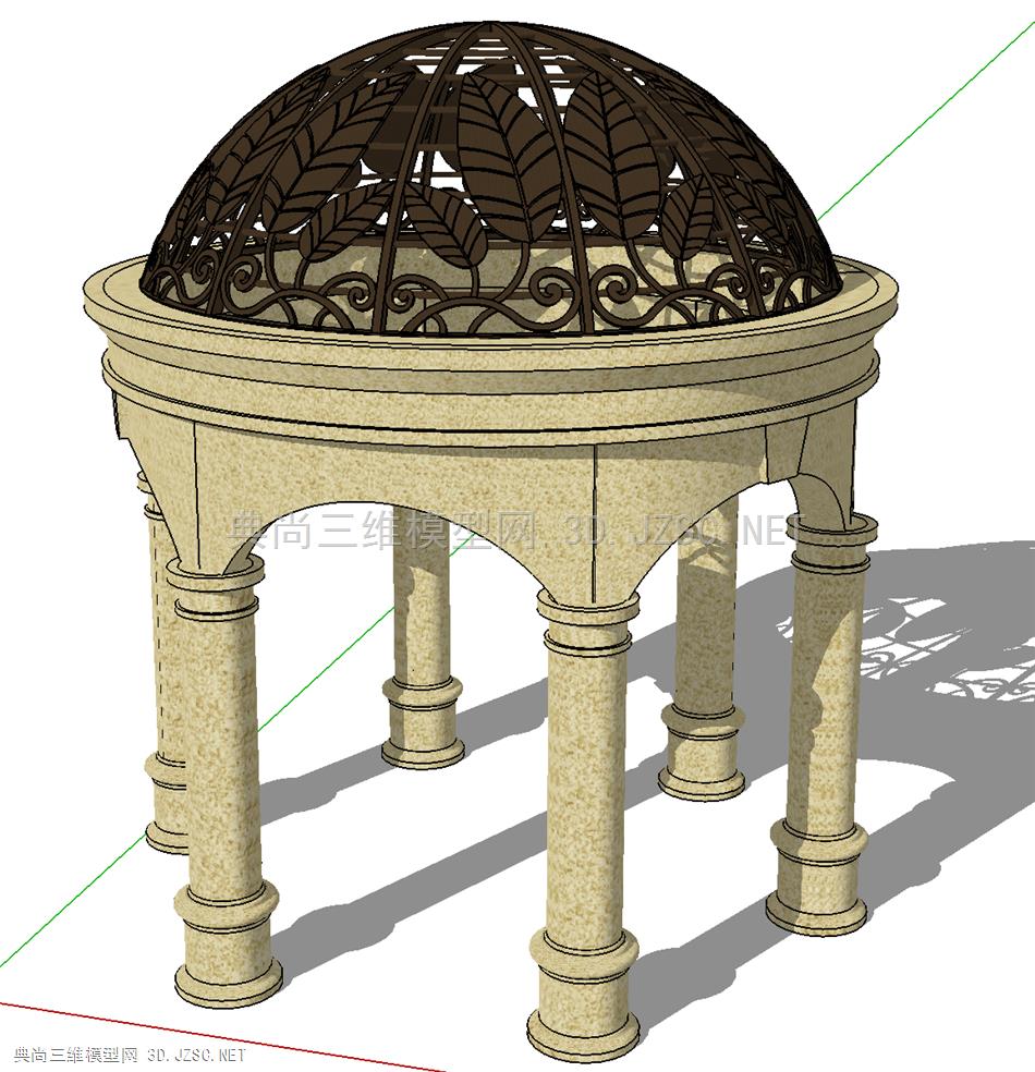 20欧式建筑欧式亭景观新古典廊亭罗马柱圆亭铁艺su模型