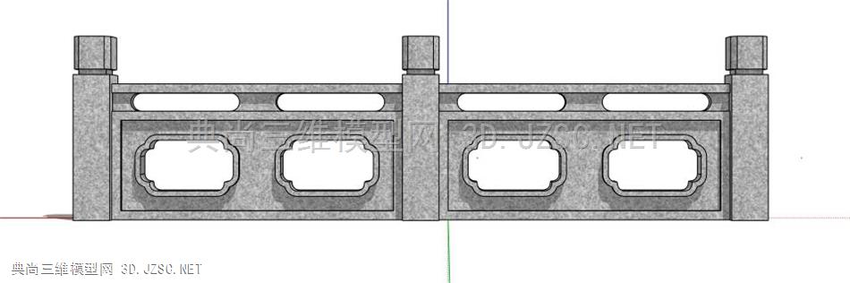 石围栏 桥围栏 石栏杆04su模型 景观桥su模型