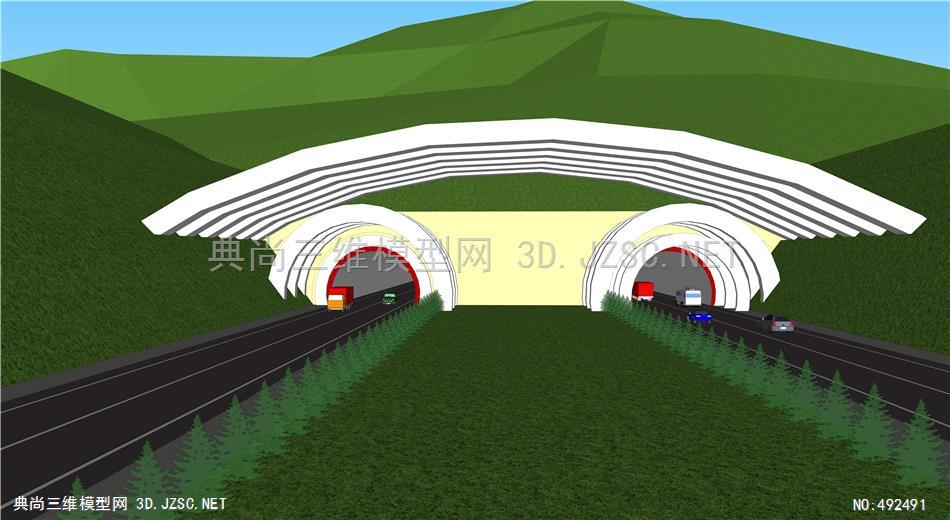 交通建筑实体模型su模型隧道洞门1