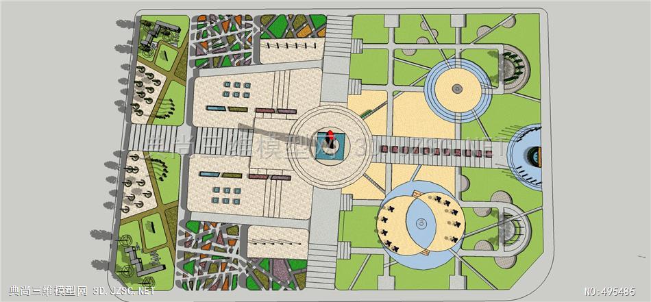 广场模型 (22)su模型 城市广场景观su模型