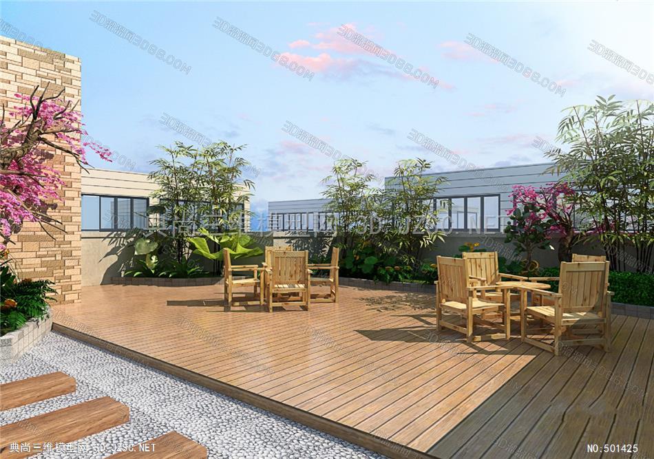 598851庭院阳台露台空中花园园林景观设计私家楼顶花园设计3d模型