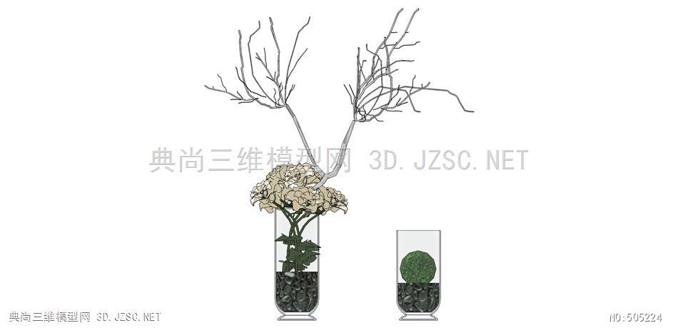 花艺植物摆饰B花瓶5 skp草图大师模型