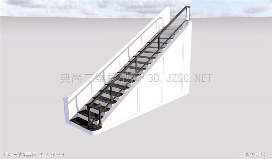 室内扶手梯楼梯三角形楼梯su模型su模型 室内小品su模型
