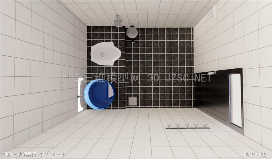 草图景观小品模型su模型厕所卫生间空间带蹲厕模型免费下载