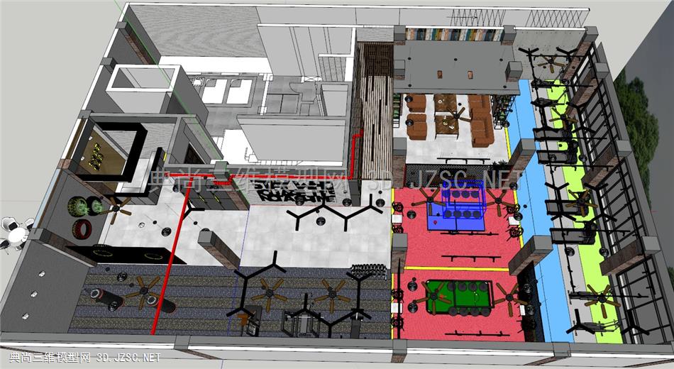 03-SU工业风LOFT健身房模型