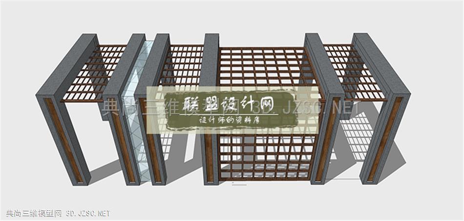 现代廊架su模型0 (41)