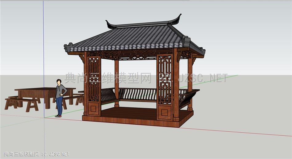 中式亭子 园建 景观 SU模型